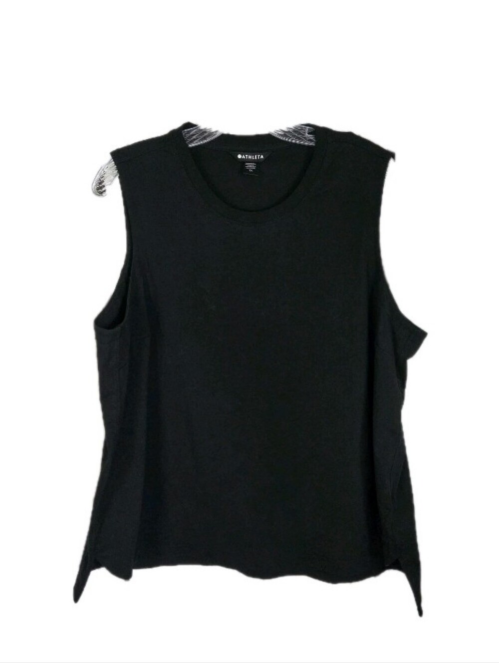 Athleta Womens Effortless Tank Top Size 1X Black Athleisure Curved Hem